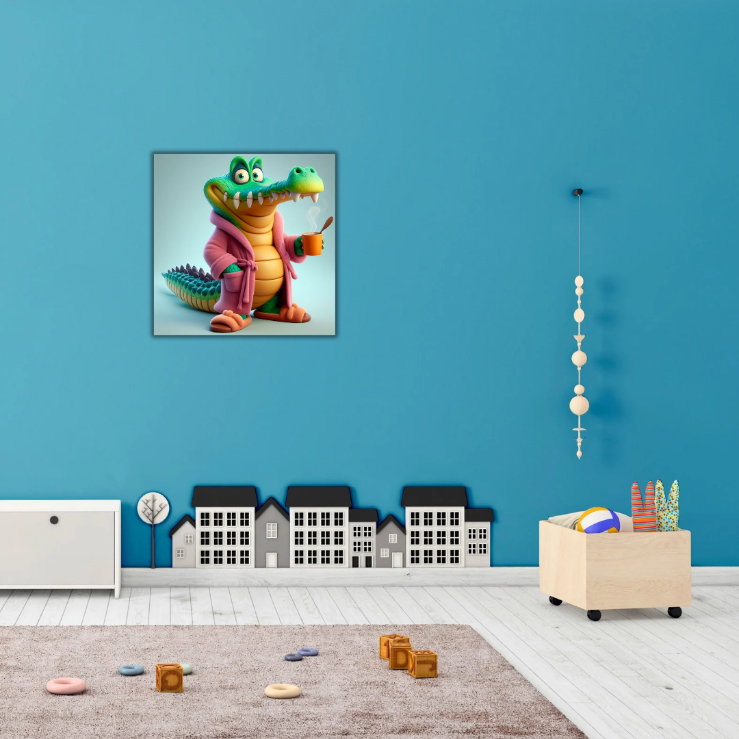 Tableau enfant – Crocodile en robe de chambre - Tabluxe