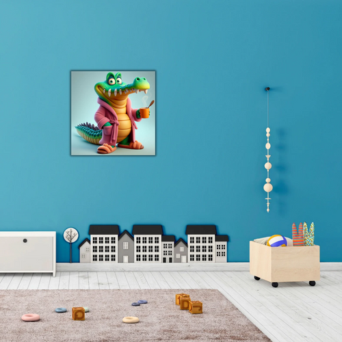 Tableau enfant – Crocodile en robe de chambre - Tabluxe
