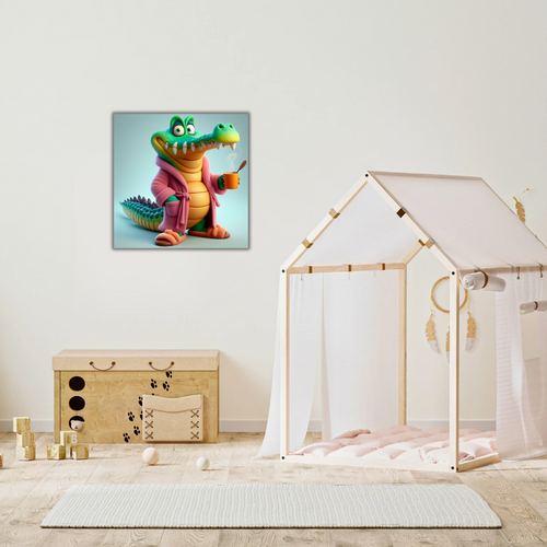 Tableau enfant – Crocodile en robe de chambre - Tabluxe
