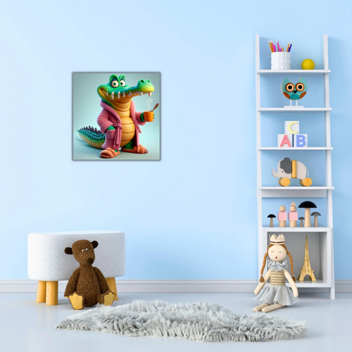Tableau enfant – Crocodile en robe de chambre - Tabluxe
