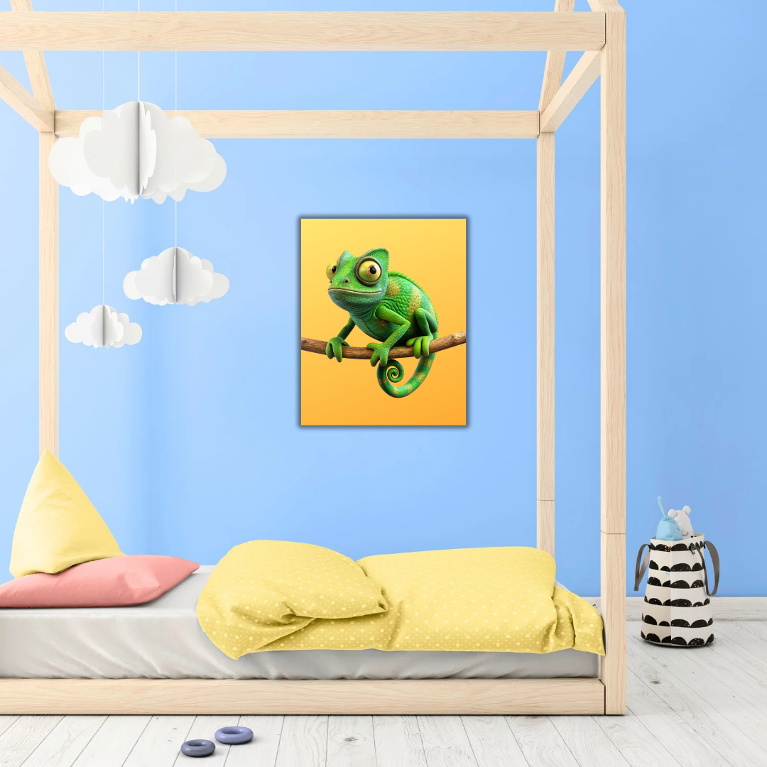 Tableau Caméléon Vert – Décoration Chambre Enfant - Tabluxe