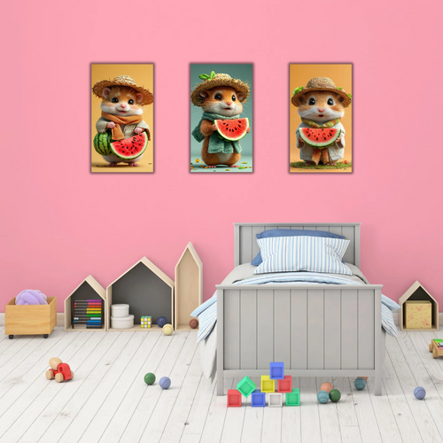 Tableaux enfants – Hamsters mignons et pastèques - Tabluxe
