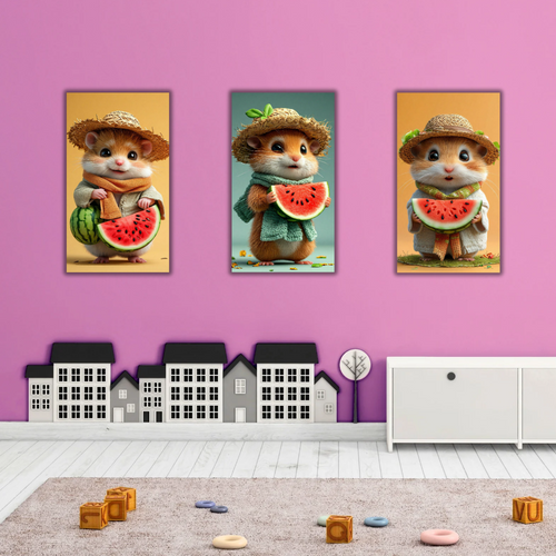 Tableaux enfants – Hamsters mignons et pastèques - Tabluxe
