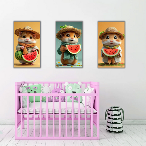 Tableaux enfants – Hamsters mignons et pastèques - Tabluxe
