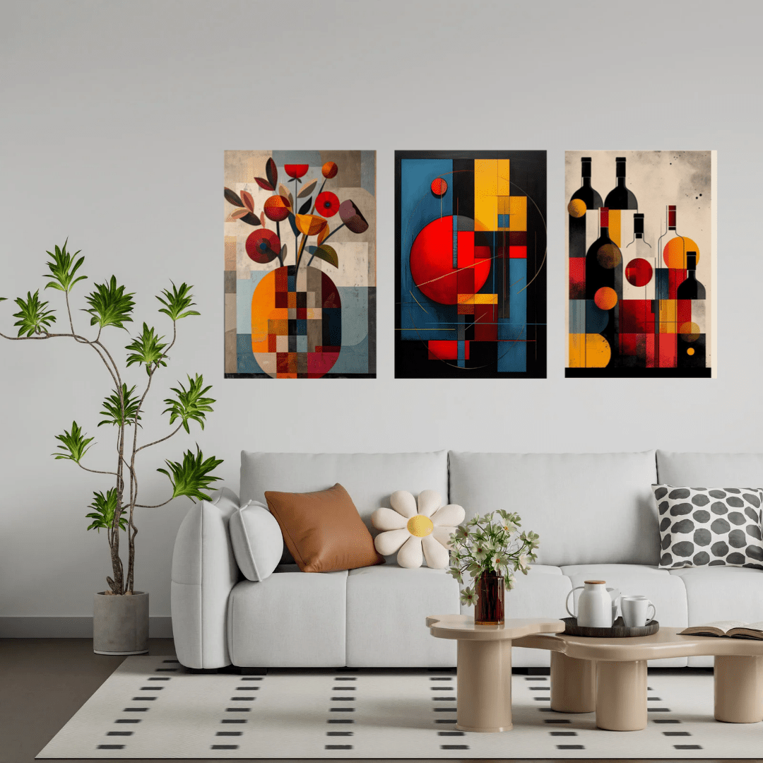 Ensemble de 3 tableaux artistiques modernes - Tabluxe