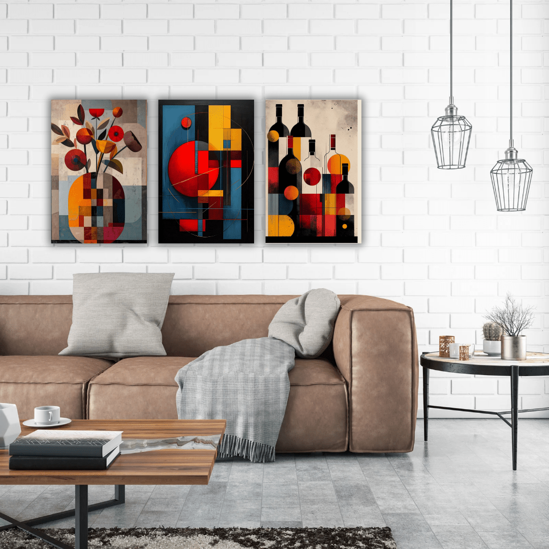 Ensemble de 3 tableaux artistiques modernes - Tabluxe