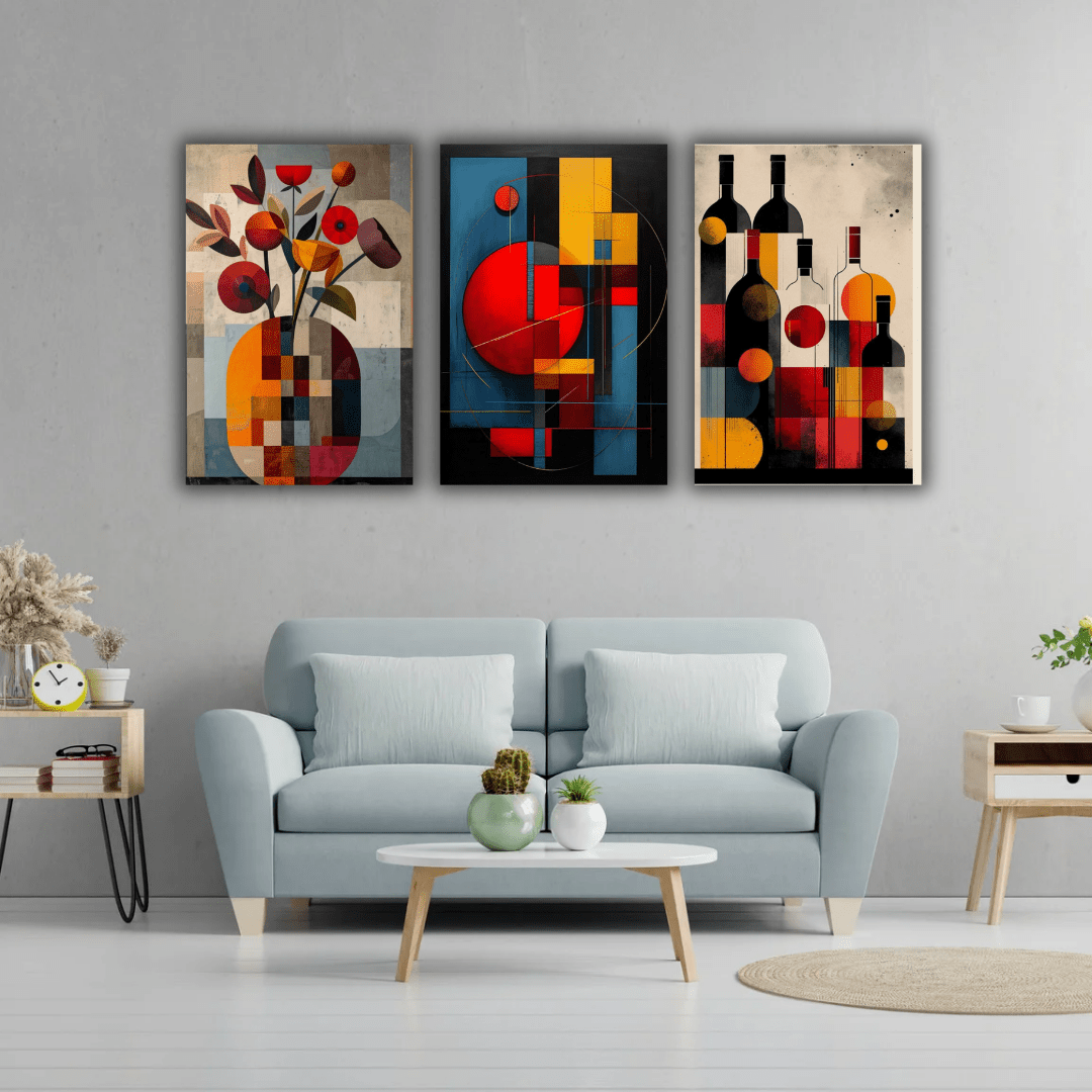 Ensemble de 3 tableaux artistiques modernes - Tabluxe
