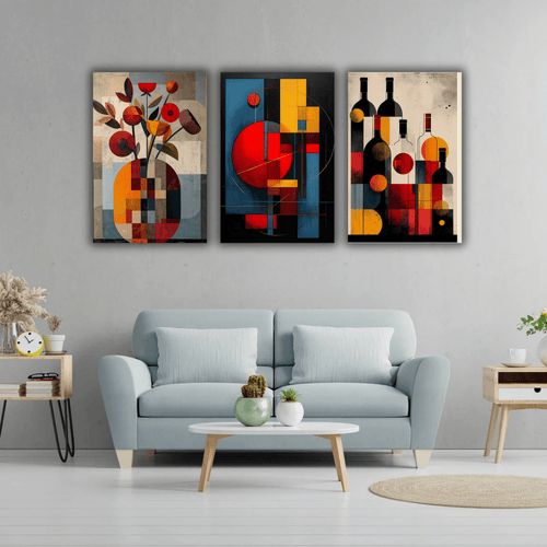 Ensemble de 3 tableaux artistiques modernes - Tabluxe
