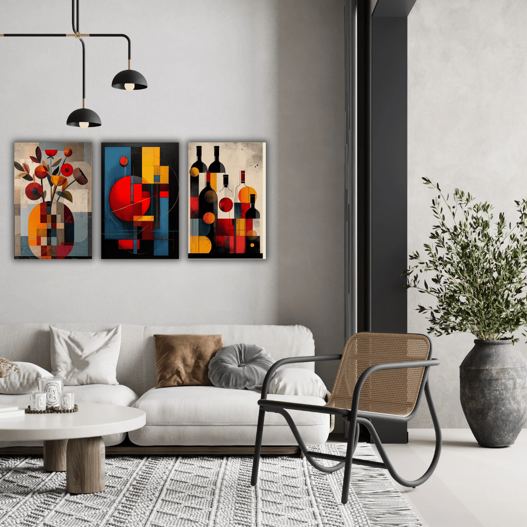 Ensemble de 3 tableaux artistiques modernes - Tabluxe