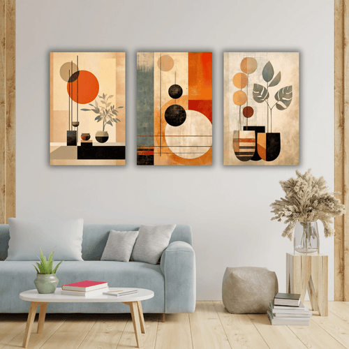 Ensemble de 3 tableaux contemporains