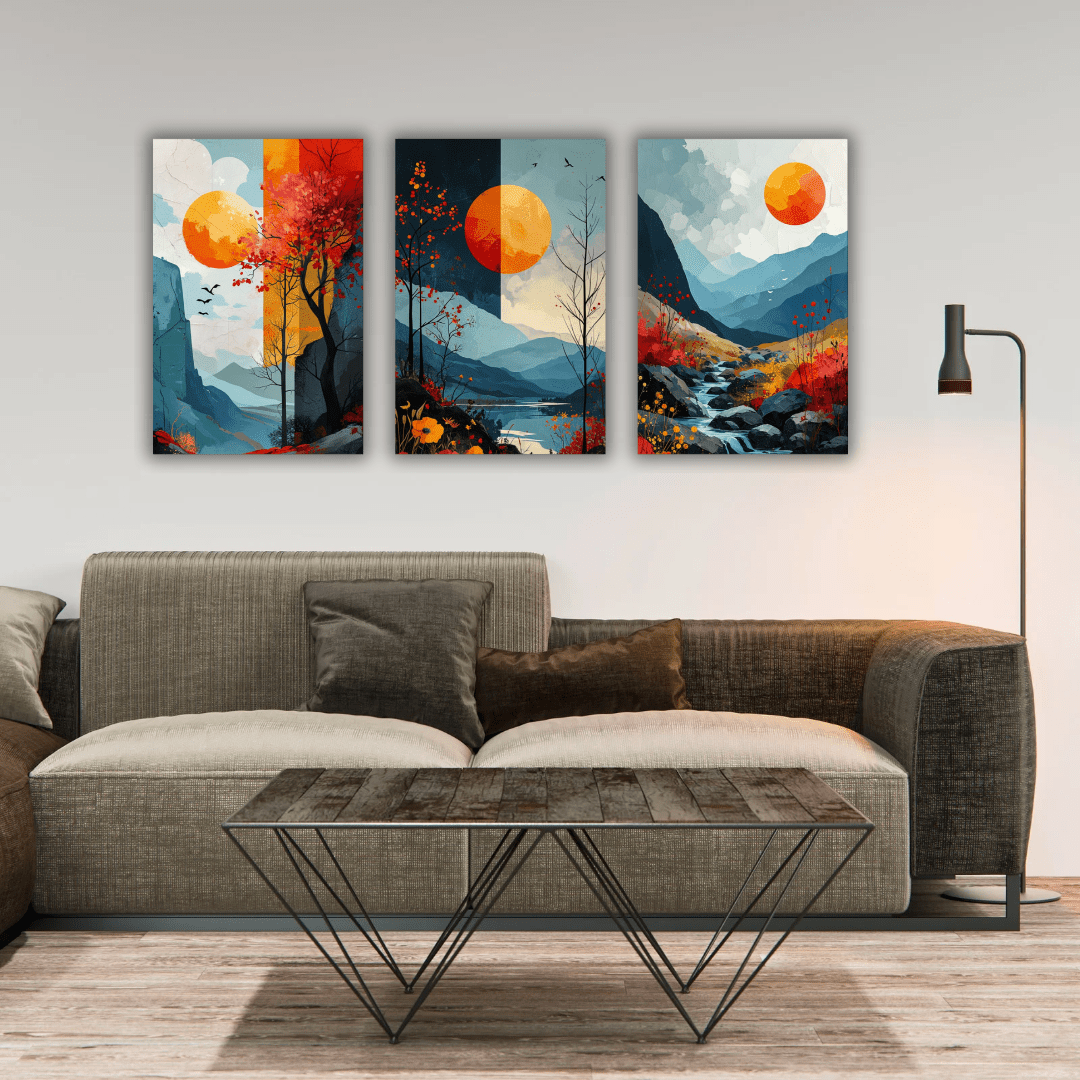 3 Tableaux Artistiques Représentant la Nature - Tabluxe