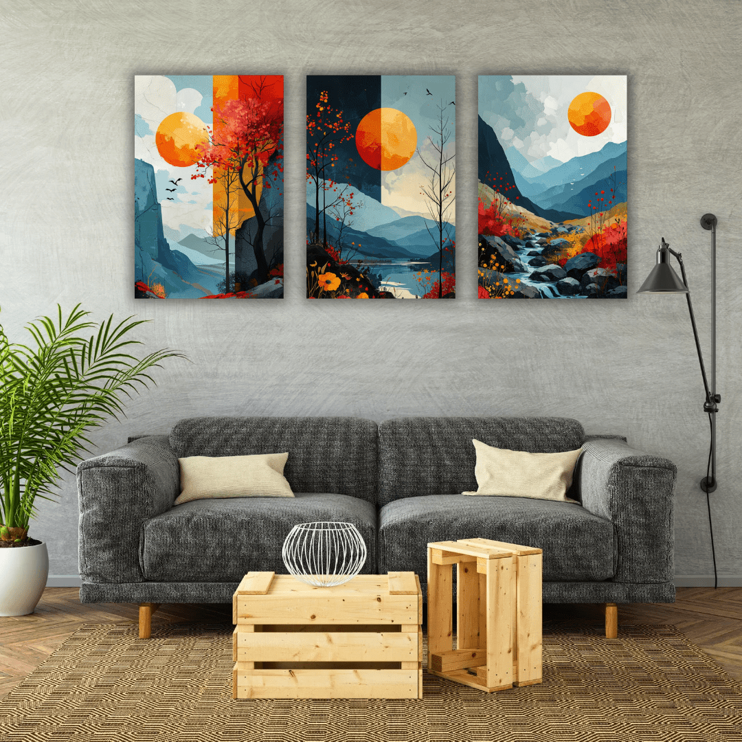 3 Tableaux Artistiques Représentant la Nature - Tabluxe