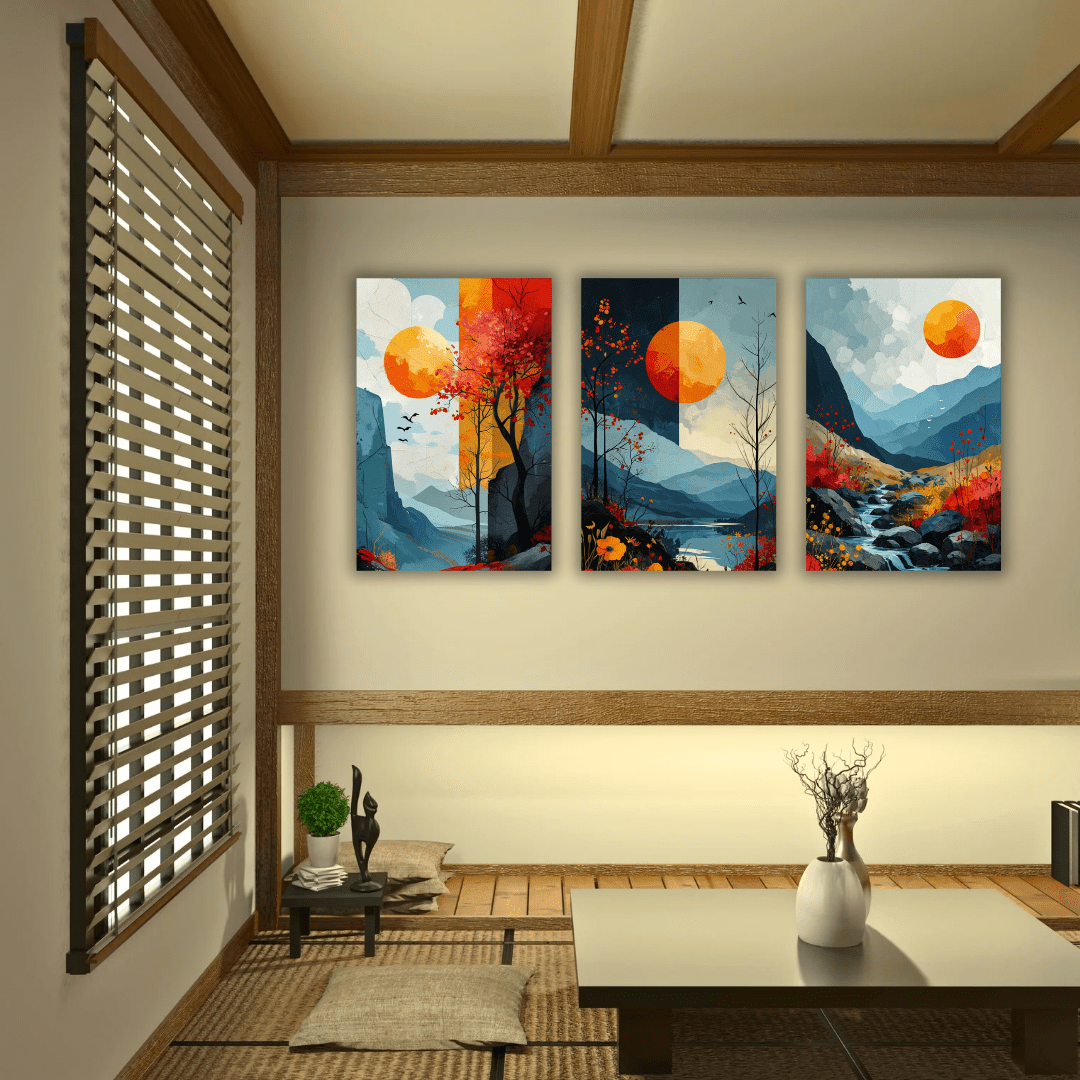 3 Tableaux Artistiques Représentant la Nature - Tabluxe
