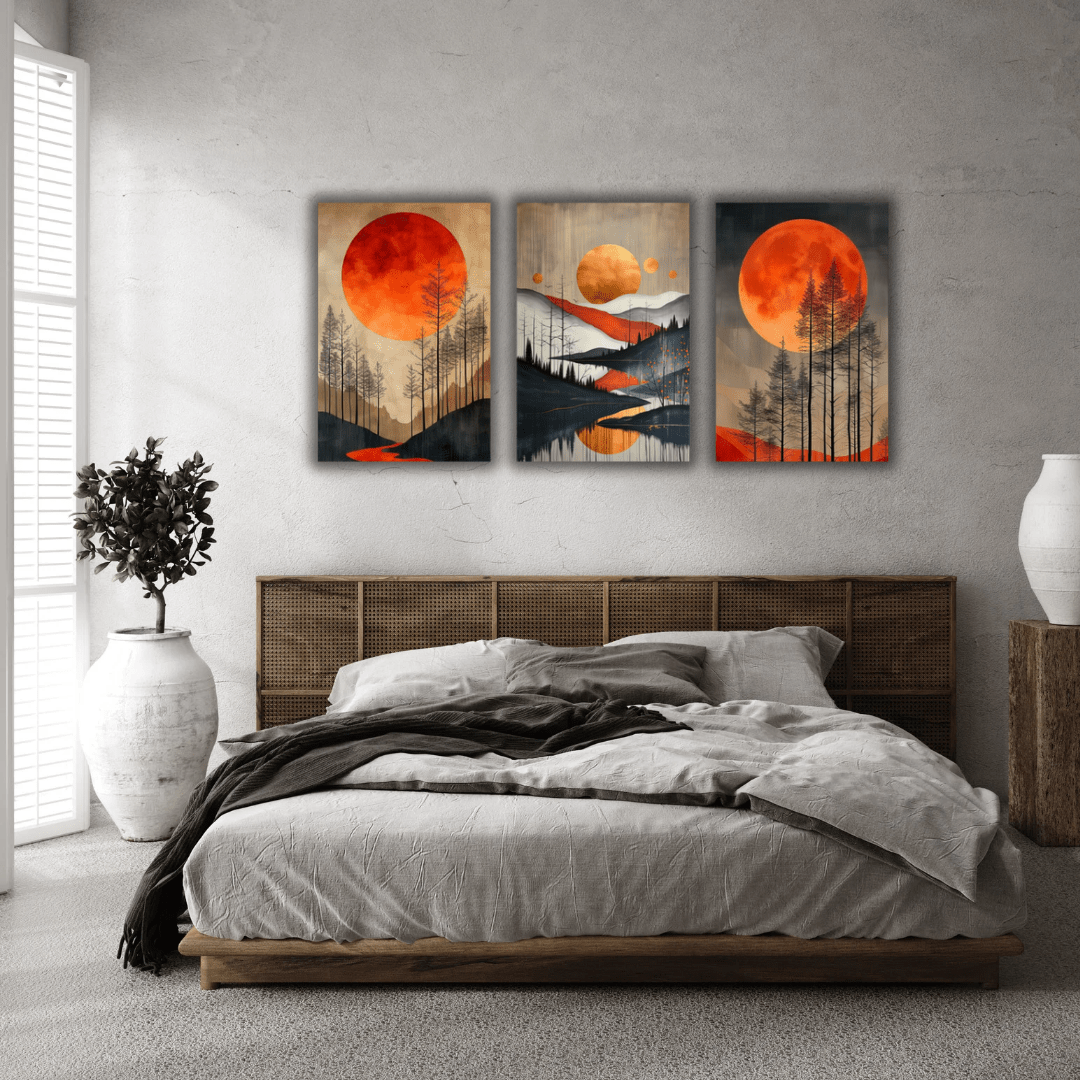 Ensemble de Trois Tableaux Artistiques sur Toile - Tabluxe