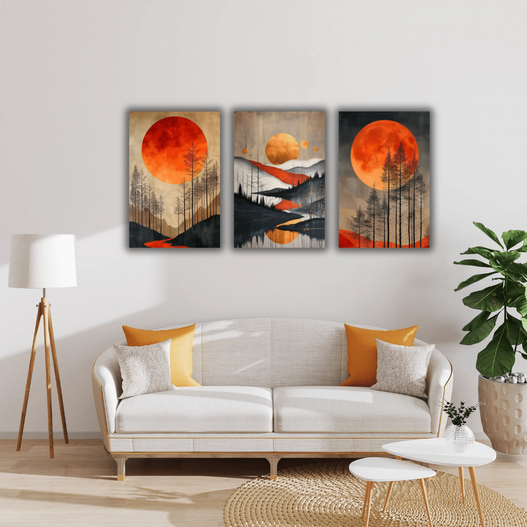 Ensemble de Trois Tableaux Artistiques sur Toile - Tabluxe