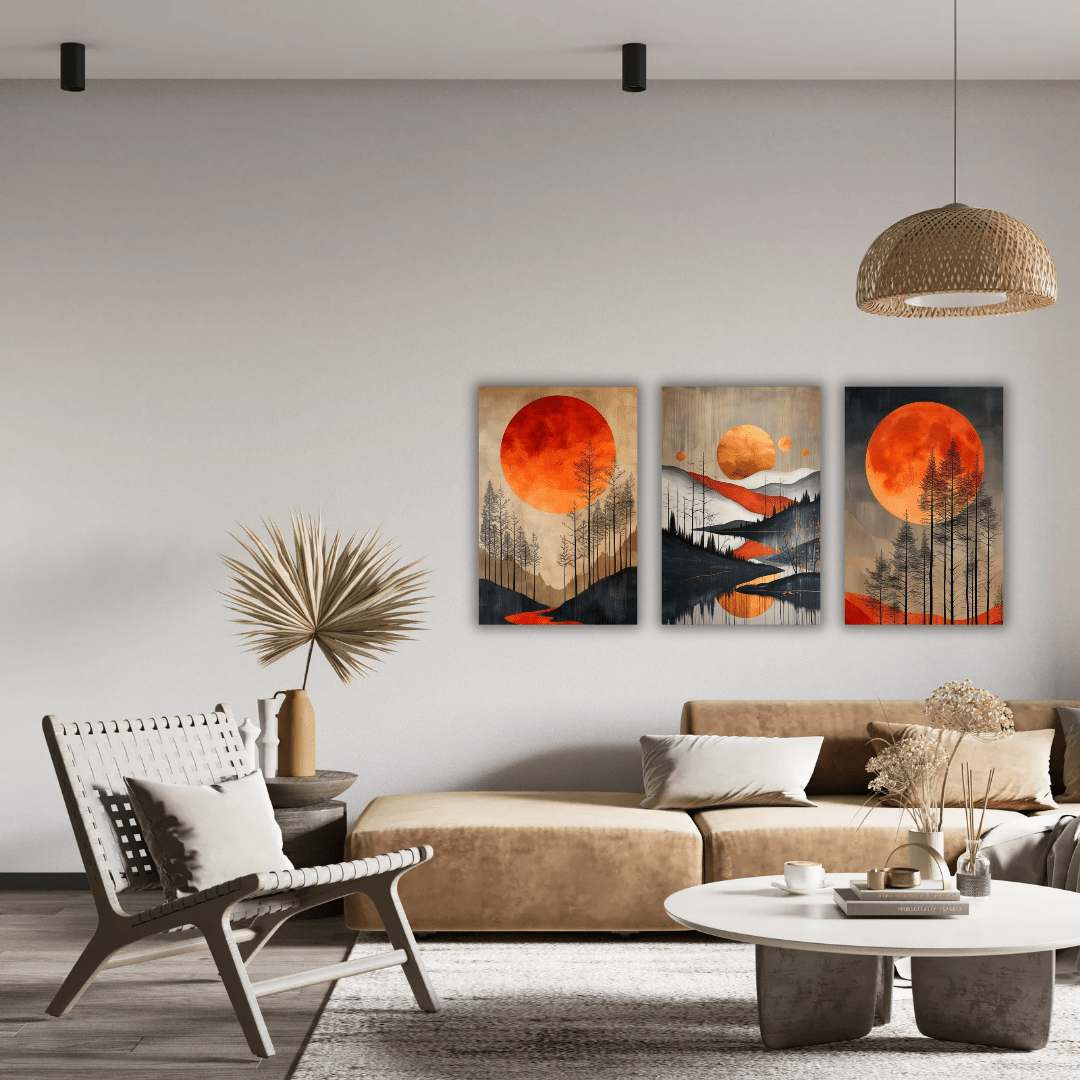 Ensemble de Trois Tableaux Artistiques sur Toile - Tabluxe