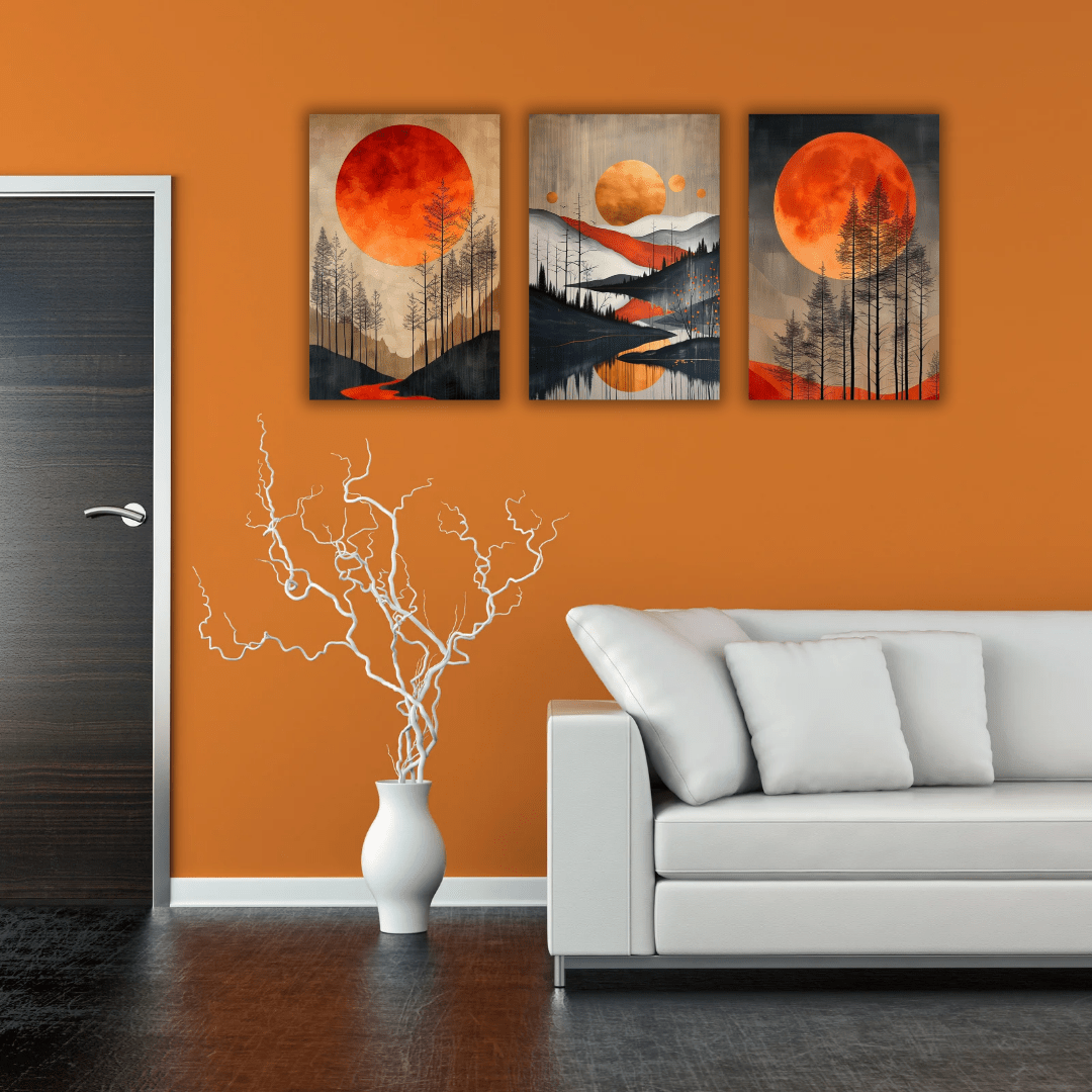 Ensemble de Trois Tableaux Artistiques sur Toile - Tabluxe