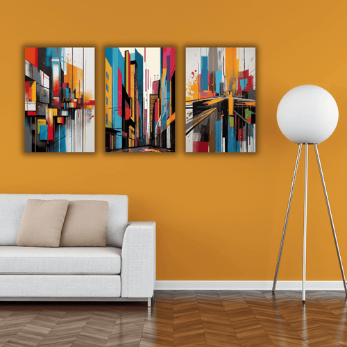 Trois Tableaux Artistiques Imprimés sur Toile Sans Cadre - Tabluxe
