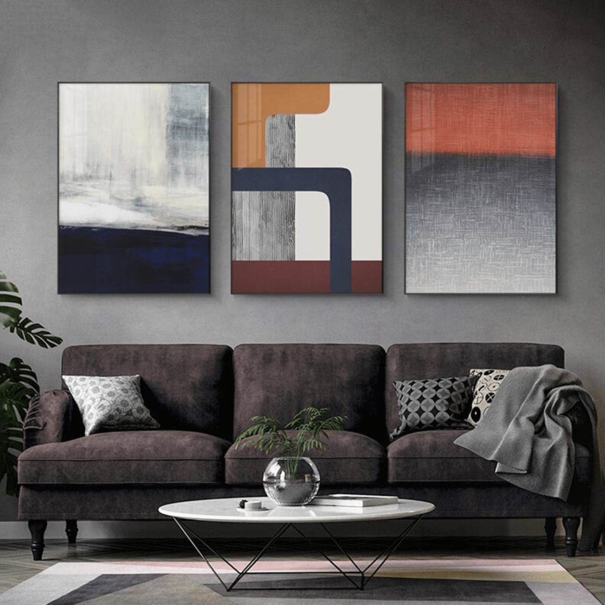 Ensemble de 3 Tableaux Muraux Abstraits - Tabluxe