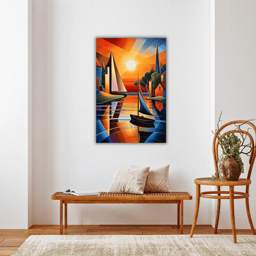 Coucher de soleil marin en art mural vibrant