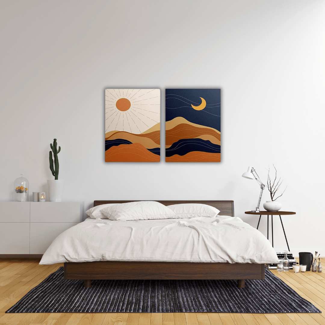 Deux tableaux imprimés sur toile : l’aube et le croissant - Tabluxe