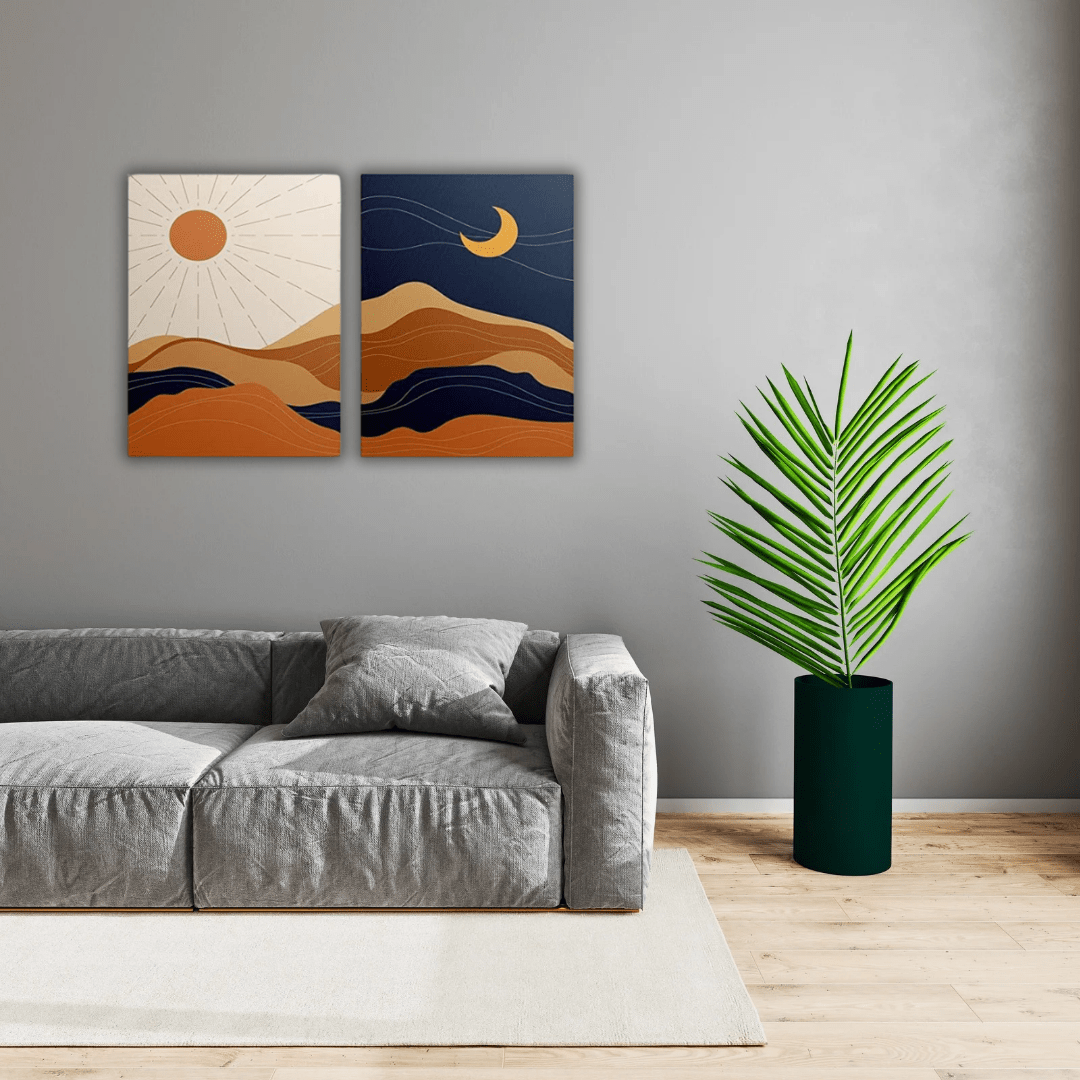 Deux tableaux imprimés sur toile : l’aube et le croissant - Tabluxe