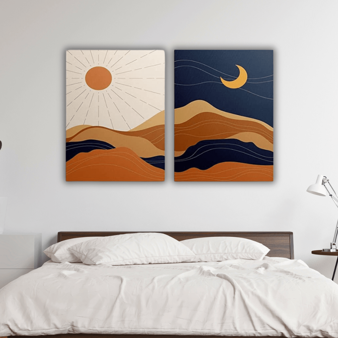 Deux tableaux imprimés sur toile : l’aube et le croissant - Tabluxe