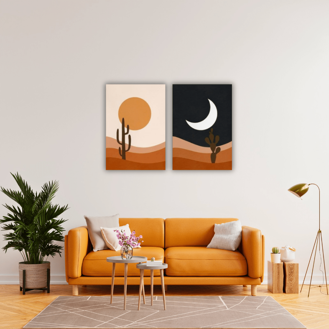 Duo de Tableaux Abstraits sur Toile - Tabluxe