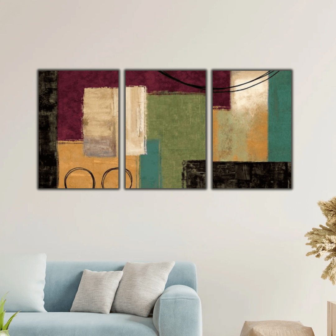 Trois tableaux abstraits imprimés pour enrichir la décoration de votre maison - Tabluxe