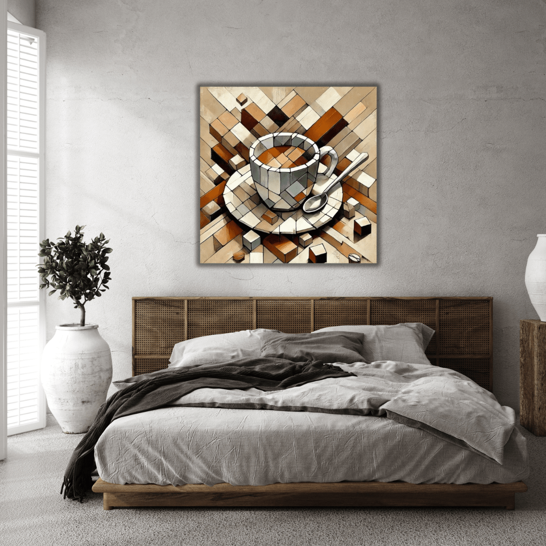 Tableau artistique imprimé sur toile tasse café - Tabluxe