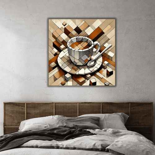Tableau artistique imprimé sur toile tasse café