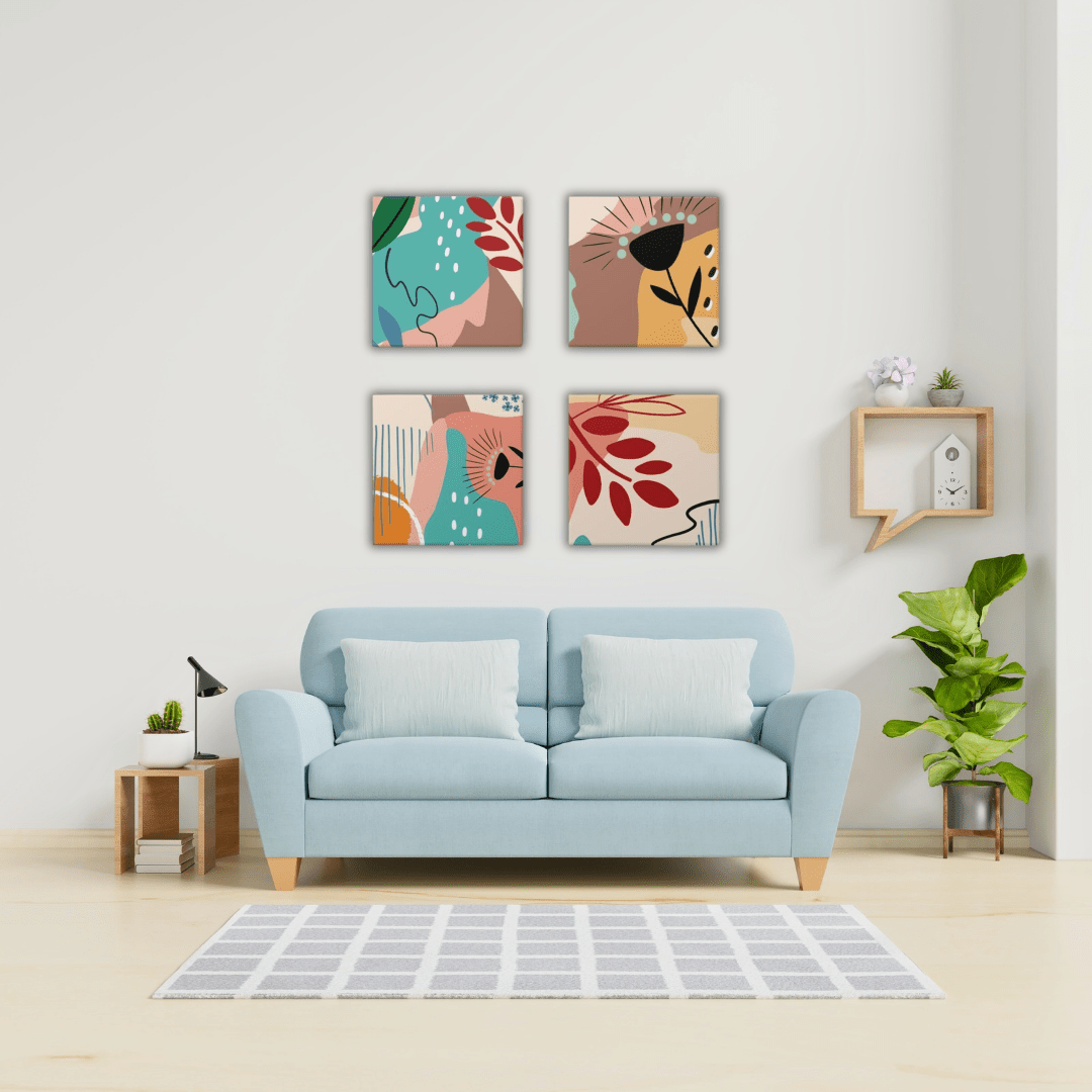 Élégance et modernité : 4 tableaux abstraits sur toile - Tabluxe