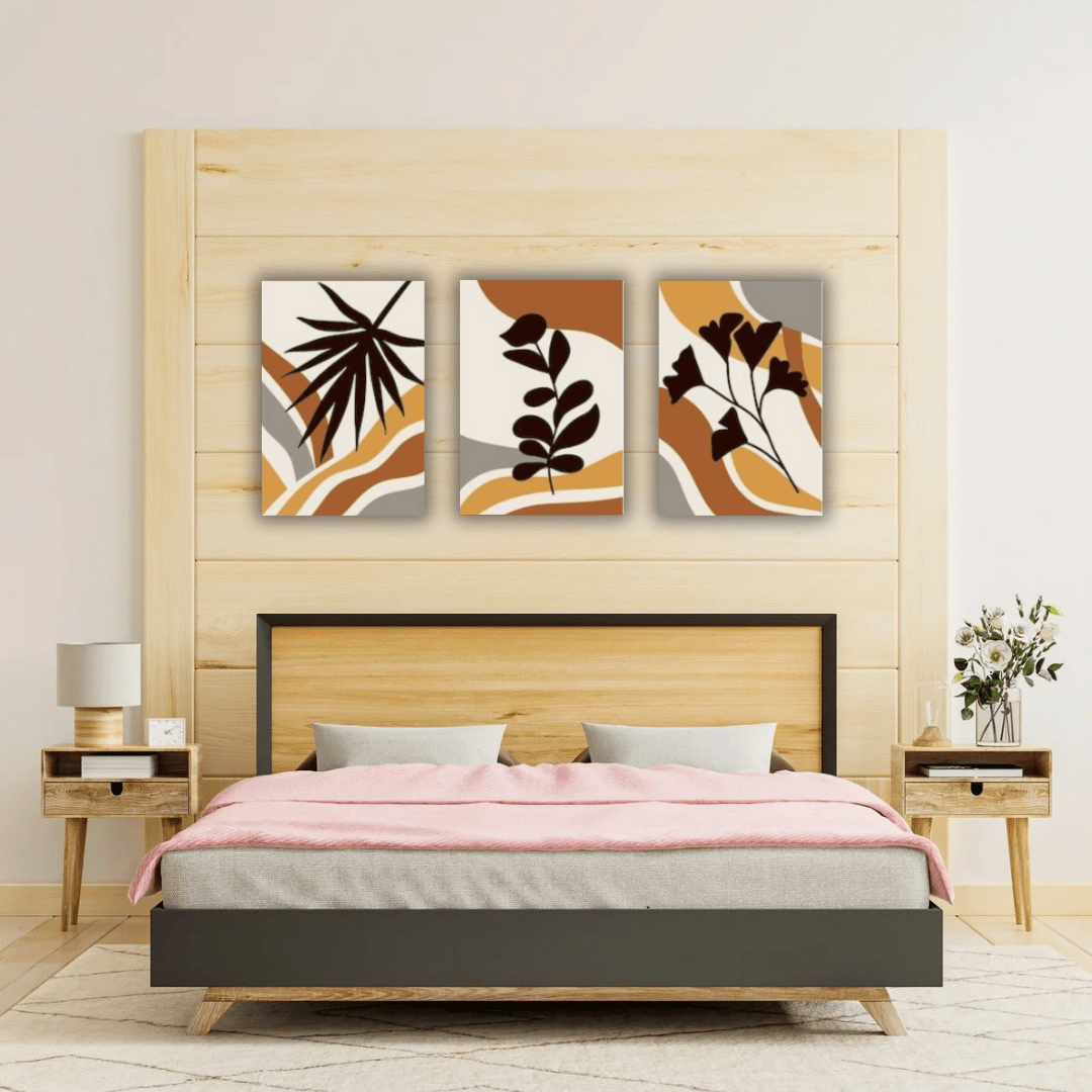 Ensemble de 3 Tableaux Abstraits Imprimés sur Toile - Tabluxe