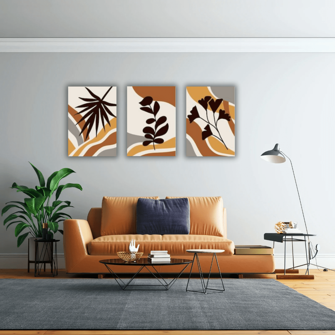Ensemble de 3 Tableaux Abstraits Imprimés sur Toile - Tabluxe