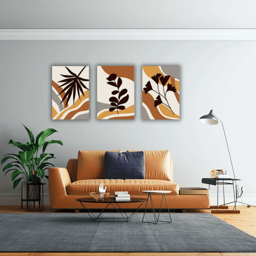 Ensemble de 3 Tableaux Abstraits Imprimés sur Toile - Tabluxe
