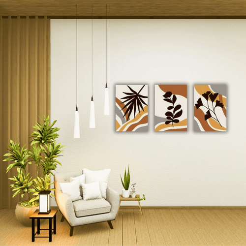 Ensemble de 3 Tableaux Abstraits Imprimés sur Toile - Tabluxe
