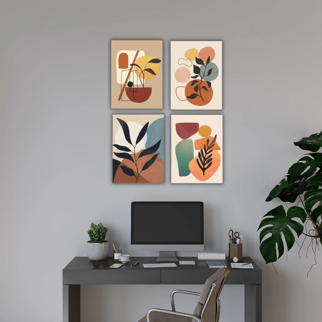 Lot de 4 Tableaux Abstraits pour une Ambiance Élégante - Tabluxe