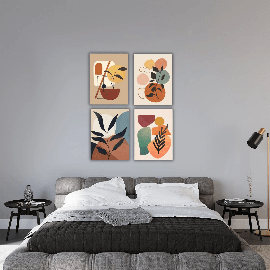 Lot de 4 Tableaux Abstraits pour une Ambiance Élégante - Tabluxe