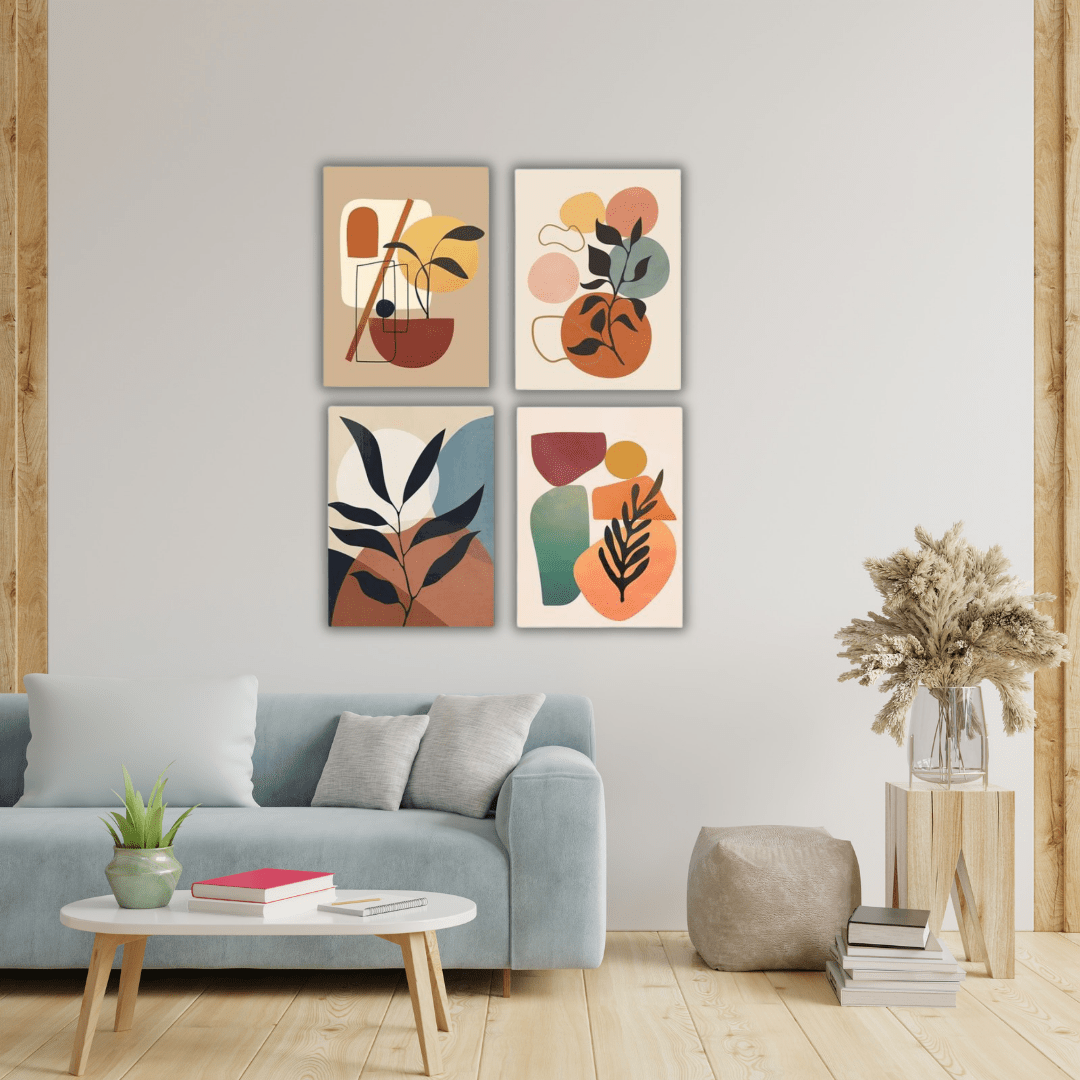 Lot de 4 Tableaux Abstraits pour une Ambiance Élégante - Tabluxe