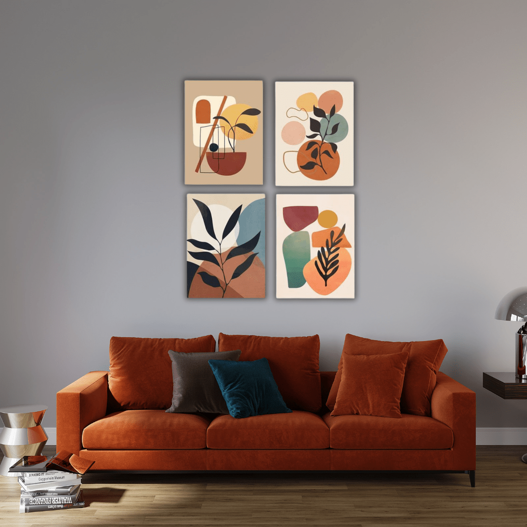 Lot de 4 Tableaux Abstraits pour une Ambiance Élégante - Tabluxe